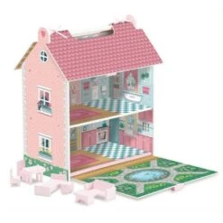 Casa De Muñecas De Madera Pocket Portátil