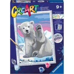 Ravensburger - Kit De Pintura Pintar Por Números: Oso Polar Y Juego Creativo ㅤ
