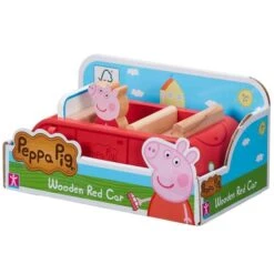 Bandai Peppa Pig - Coche Rojo De Madera Con Figura -Infantiles Periféricos Tienda medias 1771