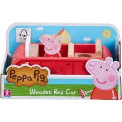 Bandai Peppa Pig - Coche Rojo De Madera Con Figura -Infantiles Periféricos Tienda medias 1772