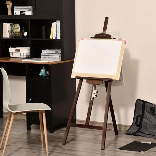 Homcom - Caballete De Madera Con Trípode Marrón 4 Homcom - Caballete De Madera Con Trípode Marrón - Imagen 2
