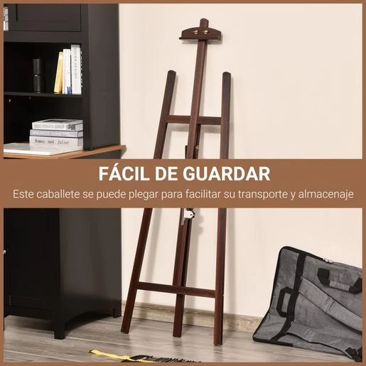 Homcom - Caballete De Madera Con Trípode Marrón 9 Homcom - Caballete De Madera Con Trípode Marrón - Imagen 7