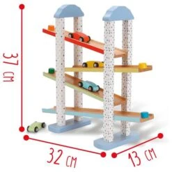 WoodnPlay - Pista De Coches De Madera Con 4 Vehículos -Infantiles Periféricos Tienda medias 1900