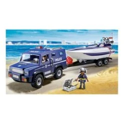 Playmobil - Coche De Policia Con Lancha - 5187 -Infantiles Periféricos Tienda medias 416